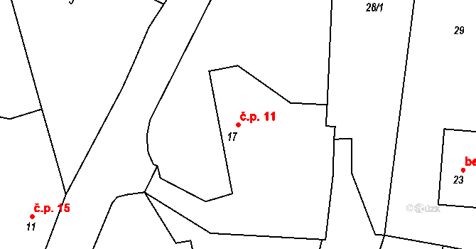 Sedlov 11, Ratboř na parcele st. 17 v KÚ Sedlov, Katastrální mapa