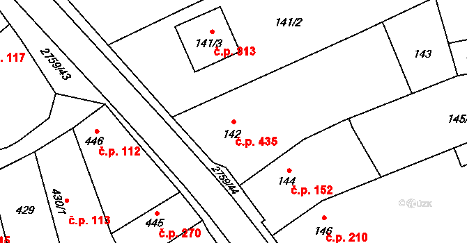 Kylešovice 435, Opava na parcele st. 142/1 v KÚ Kylešovice, Katastrální mapa