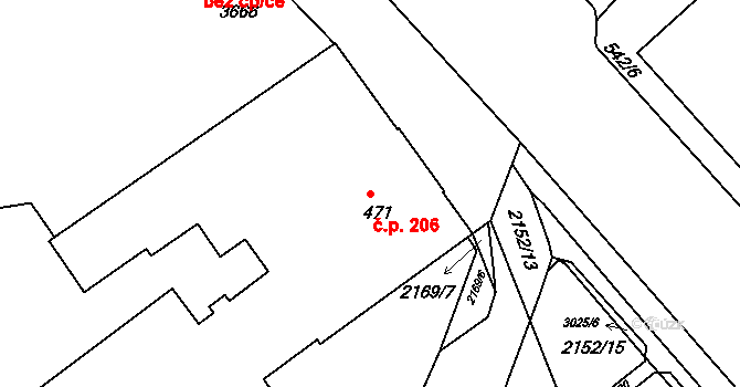 Ústí nad Orlicí 206 na parcele st. 471 v KÚ Ústí nad Orlicí, Katastrální mapa