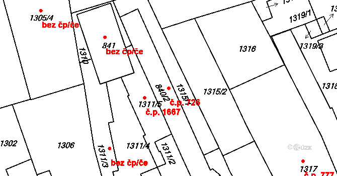 Holešov 726 na parcele st. 840/2 v KÚ Holešov, Katastrální mapa