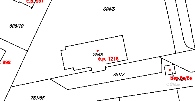 Vodňany II 1218, Vodňany na parcele st. 2566 v KÚ Vodňany, Katastrální mapa