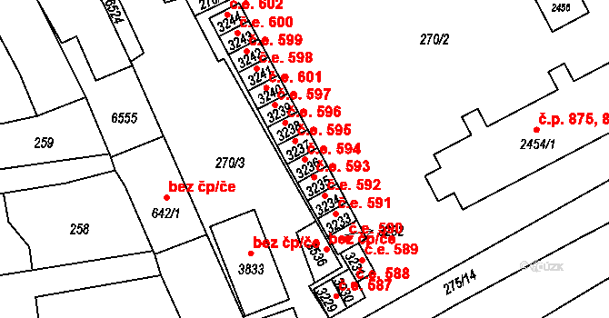 Horní Předměstí 594, Polička na parcele st. 3236 v KÚ Polička, Katastrální mapa
