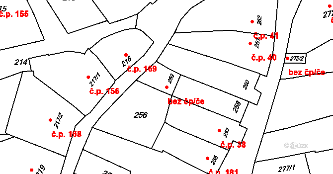 Bošovice 39694704 na parcele st. 259 v KÚ Bošovice, Katastrální mapa