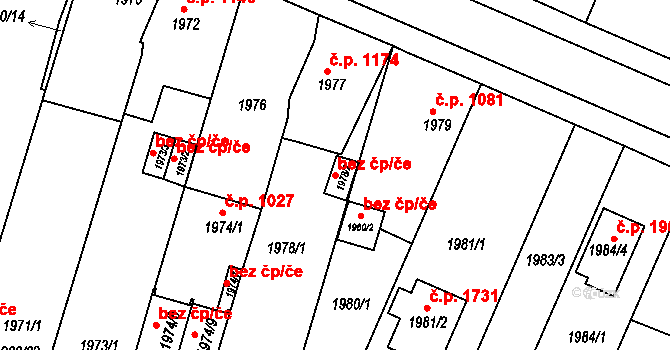 Teplice 42719704 na parcele st. 1978/2 v KÚ Teplice-Trnovany, Katastrální mapa