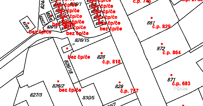 Předměstí 818, Opava na parcele st. 828 v KÚ Opava-Předměstí, Katastrální mapa