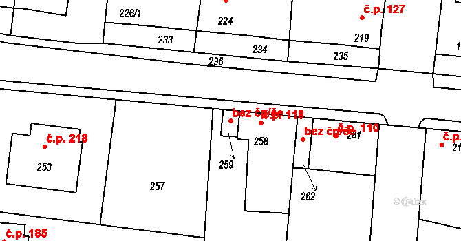 Netvořice 45427704 na parcele st. 259 v KÚ Netvořice, Katastrální mapa