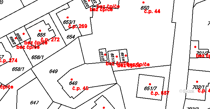 Liberec 47018704 na parcele st. 651/2 v KÚ Růžodol I, Katastrální mapa
