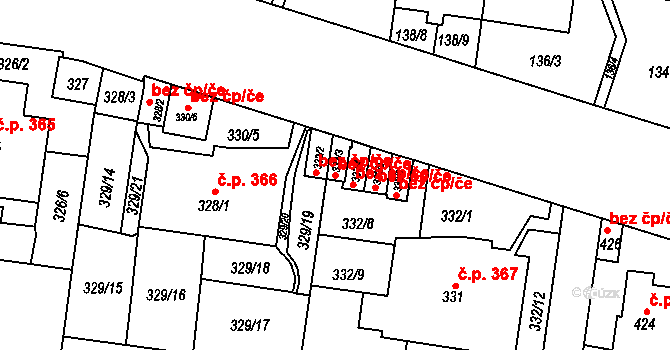 Praha 49767704 na parcele st. 332/3 v KÚ Košíře, Katastrální mapa