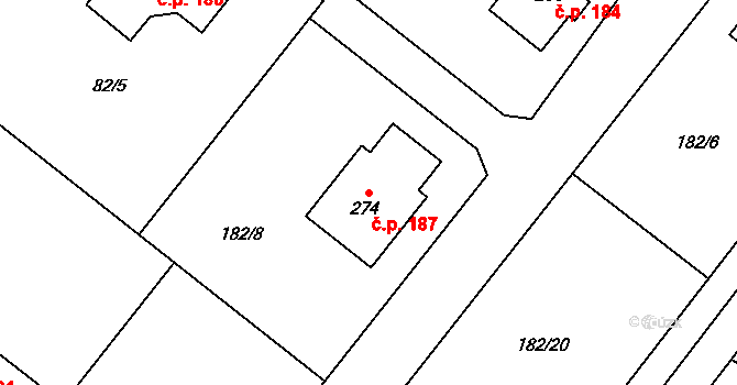 Litohoř 187 na parcele st. 274 v KÚ Litohoř, Katastrální mapa
