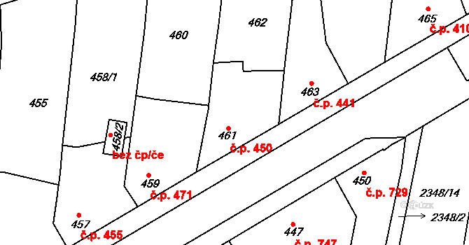 Nýřany 450 na parcele st. 461 v KÚ Nýřany, Katastrální mapa