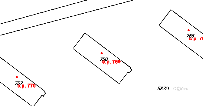 Milevsko 769 na parcele st. 756 v KÚ Milevsko, Katastrální mapa