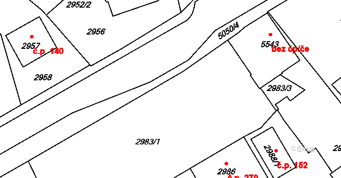 Choceňské Předměstí 126, Vysoké Mýto na parcele st. 2982 v KÚ Vysoké Mýto, Katastrální mapa