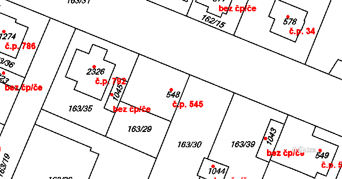 Lobeček 545, Kralupy nad Vltavou na parcele st. 548 v KÚ Lobeček, Katastrální mapa
