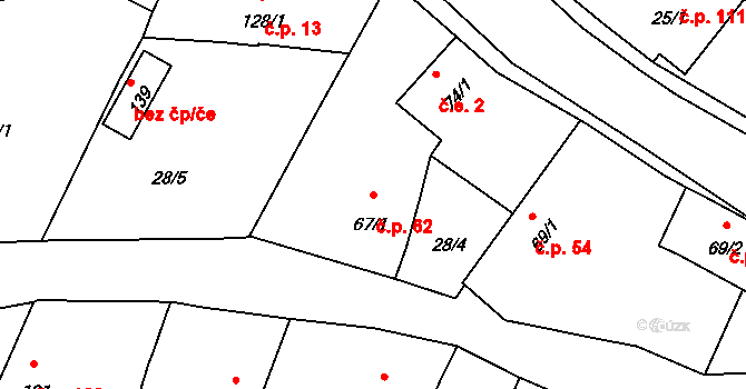 Oplot 62 na parcele st. 67/1 v KÚ Oplot, Katastrální mapa
