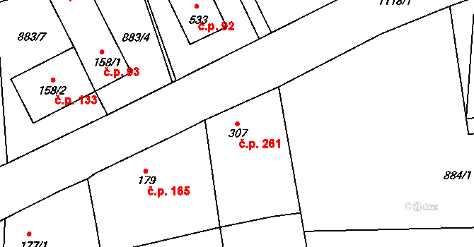Velká Ves 261, Broumov na parcele st. 307 v KÚ Velká Ves u Broumova, Katastrální mapa
