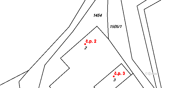 Rožmitál 2, Broumov na parcele st. 2 v KÚ Rožmitál, Katastrální mapa