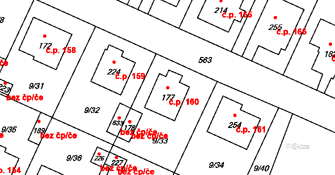 Srch 160 na parcele st. 177 v KÚ Srch, Katastrální mapa