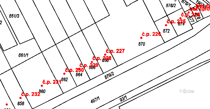 Šenov u Nového Jičína 227 na parcele st. 868 v KÚ Šenov u Nového Jičína, Katastrální mapa