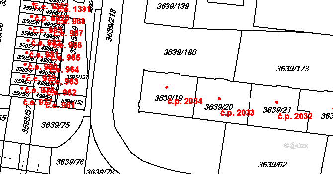 Louny 2034 na parcele st. 3639/19 v KÚ Louny, Katastrální mapa