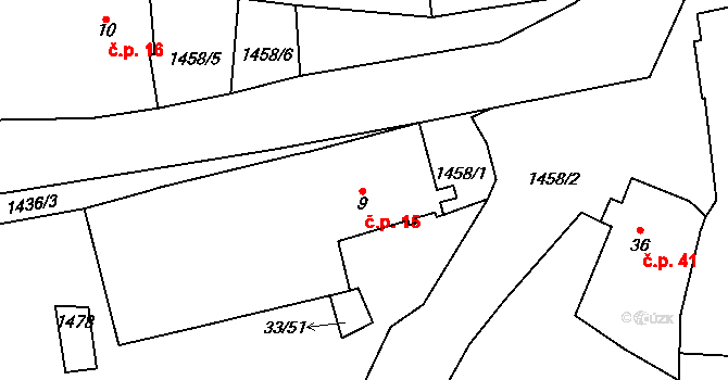 Petrovice 15, Štoky na parcele st. 9 v KÚ Petrovice u Štoků, Katastrální mapa