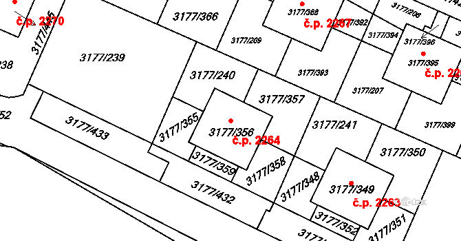 Tachov 2264 na parcele st. 3177/356 v KÚ Tachov, Katastrální mapa