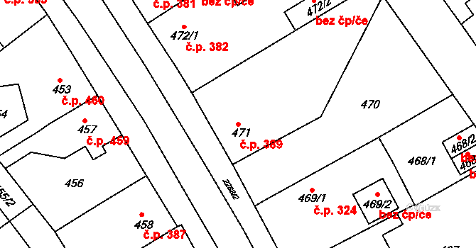 Týniště nad Orlicí 389 na parcele st. 471 v KÚ Týniště nad Orlicí, Katastrální mapa