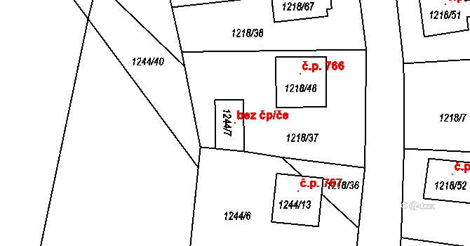 Doksy 105161705 na parcele st. 1244/7 v KÚ Doksy u Máchova jezera, Katastrální mapa