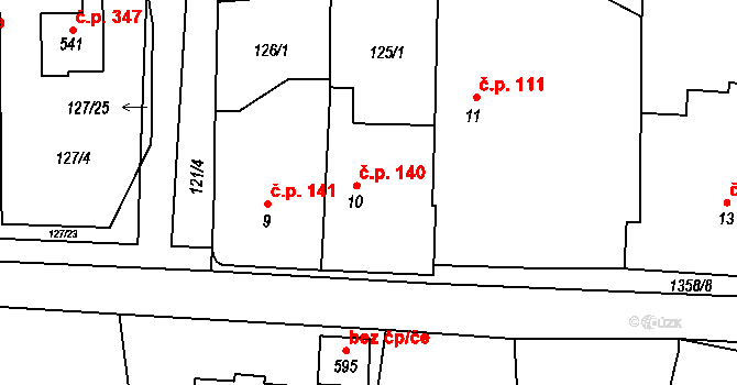 Vranov nad Dyjí 140 na parcele st. 10 v KÚ Vranov nad Dyjí, Katastrální mapa