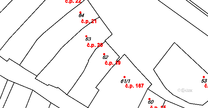 Konice 19, Znojmo na parcele st. 62 v KÚ Konice u Znojma, Katastrální mapa