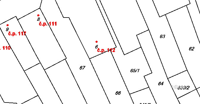Ústí 112 na parcele st. 6 v KÚ Ústí, Katastrální mapa
