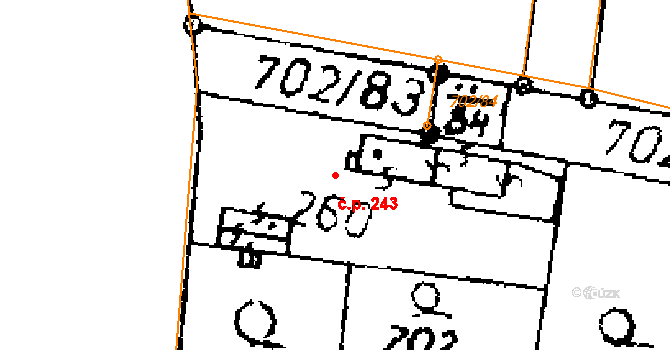 Kostelní Lhota 243 na parcele st. 260 v KÚ Kostelní Lhota, Katastrální mapa