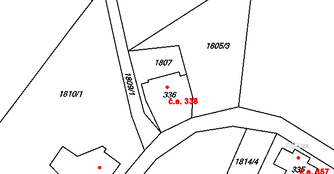 Karlov 338, Josefův Důl na parcele st. 336 v KÚ Karlov u Josefova Dolu, Katastrální mapa