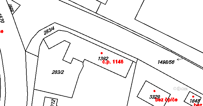 Nymburk 1146 na parcele st. 1392 v KÚ Nymburk, Katastrální mapa