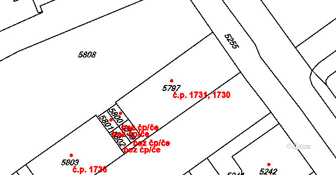 Kročehlavy 1730,1731, Kladno na parcele st. 5797 v KÚ Kročehlavy, Katastrální mapa