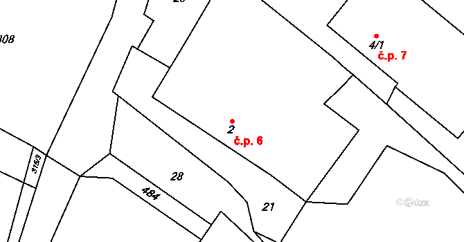 Samosoly 6, Pluhův Žďár na parcele st. 2 v KÚ Samosoly, Katastrální mapa