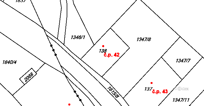 Trnová 42, Tisová na parcele st. 138 v KÚ Trnová u Tachova, Katastrální mapa