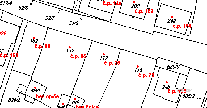 Míškovice 76 na parcele st. 117 v KÚ Míškovice, Katastrální mapa