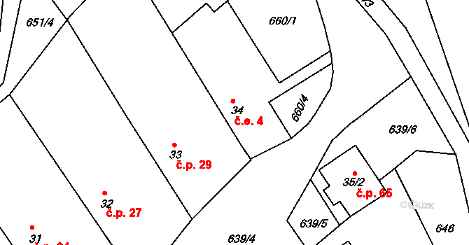 Chlum 4, Pavlíkov na parcele st. 34 v KÚ Chlum u Rakovníka, Katastrální mapa