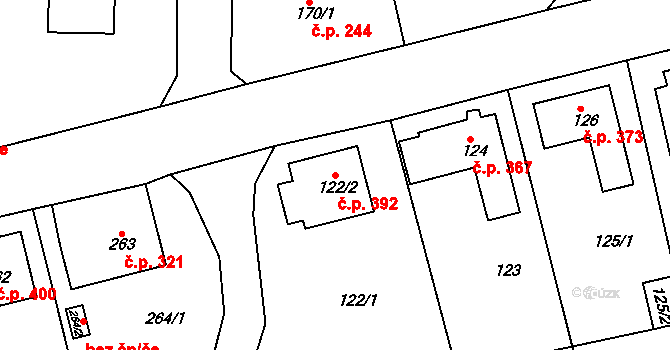 Neštěmice 392, Ústí nad Labem na parcele st. 122/2 v KÚ Neštěmice, Katastrální mapa