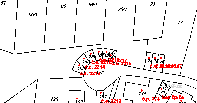 Střekov 2216, Ústí nad Labem na parcele st. 187 v KÚ Střekov, Katastrální mapa