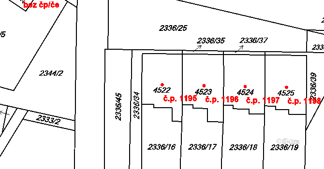 Žamberk 1195 na parcele st. 4522 v KÚ Žamberk, Katastrální mapa