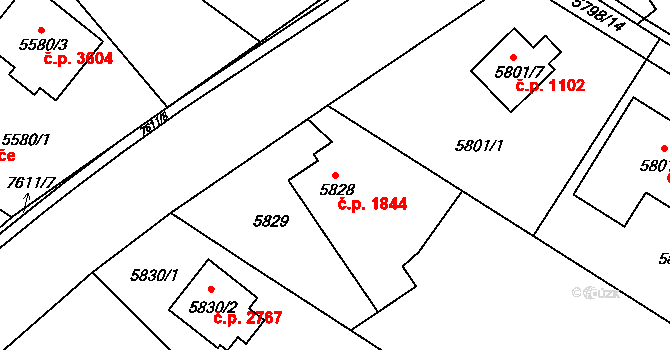 Frýdek 1844, Frýdek-Místek na parcele st. 5828 v KÚ Frýdek, Katastrální mapa