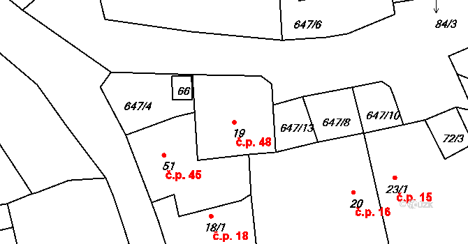 Kydliny 48, Klatovy na parcele st. 19 v KÚ Kydliny, Katastrální mapa