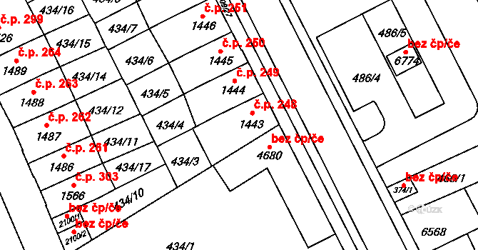 Klatovy IV 248, Klatovy na parcele st. 1443 v KÚ Klatovy, Katastrální mapa
