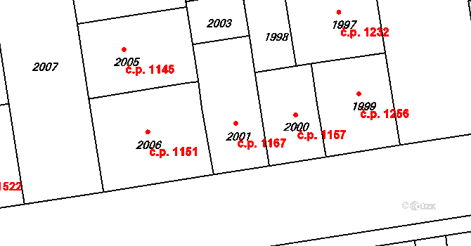 Žižkov 1167, Praha na parcele st. 2001 v KÚ Žižkov, Katastrální mapa