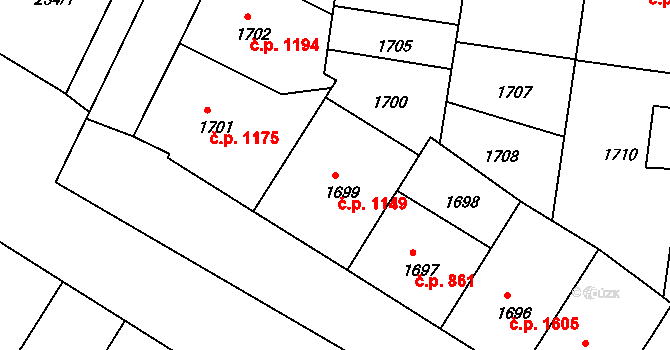 Nusle 1149, Praha na parcele st. 1699 v KÚ Nusle, Katastrální mapa