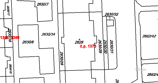 Chodov 1373, Praha na parcele st. 2628 v KÚ Chodov, Katastrální mapa