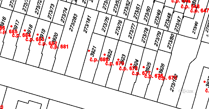 Střední Předměstí 679, Trutnov na parcele st. 3922 v KÚ Trutnov, Katastrální mapa