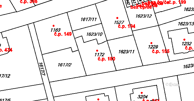 Kryblice 150, Trutnov na parcele st. 1172 v KÚ Trutnov, Katastrální mapa
