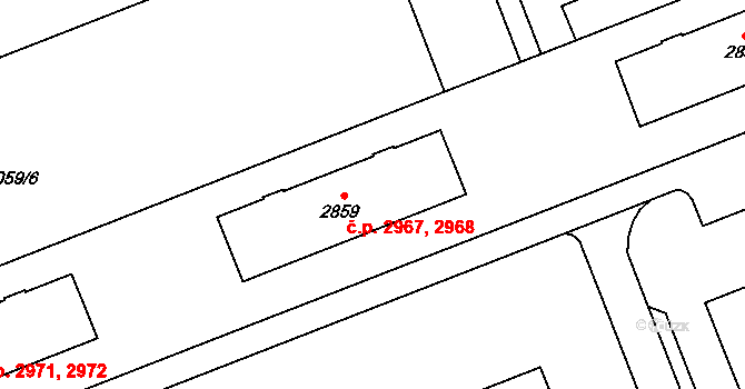 Hodonín 2967,2968 na parcele st. 2859 v KÚ Hodonín, Katastrální mapa